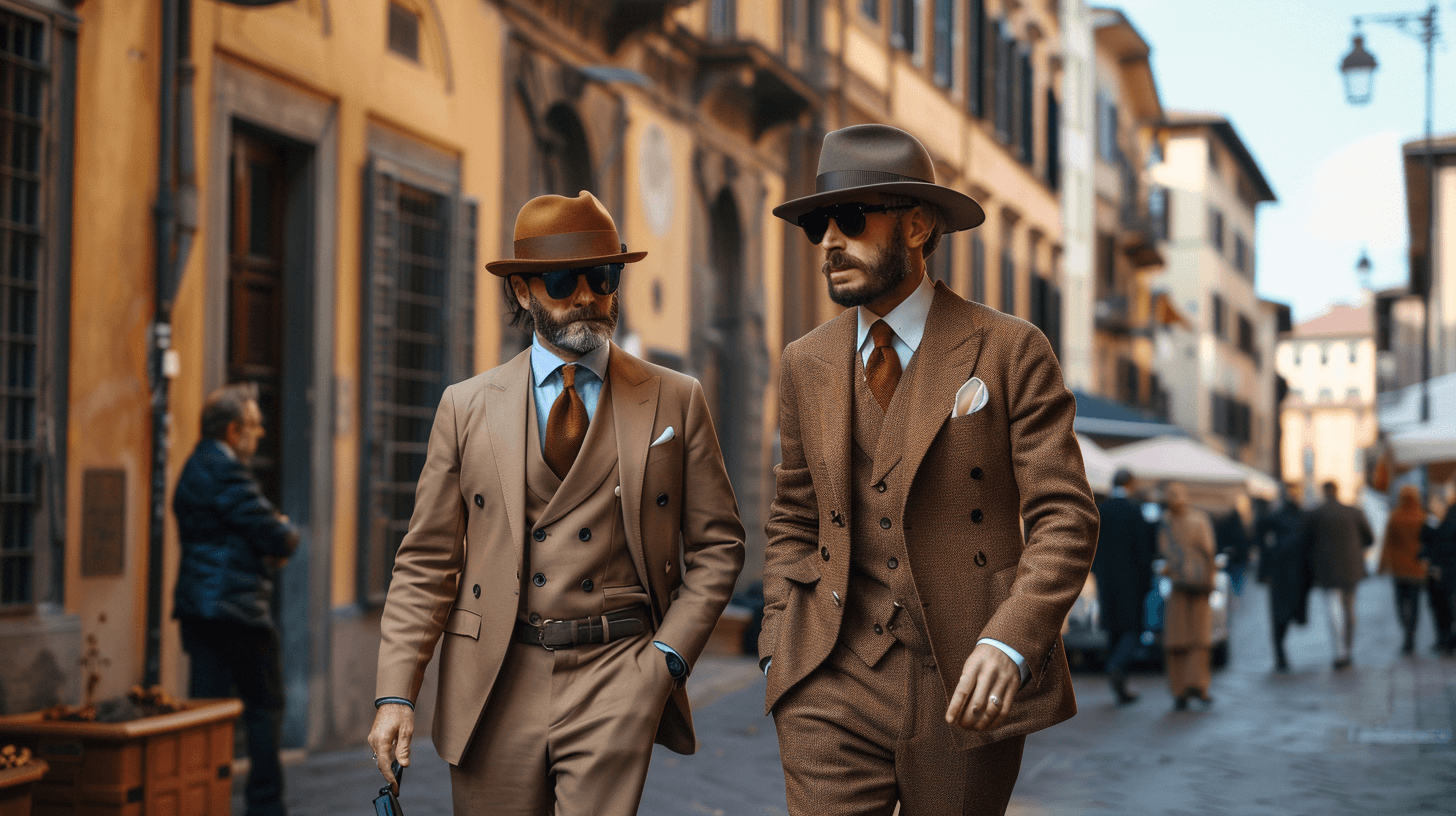 Classic suits reinvented with modern accessories at Pitti Fair