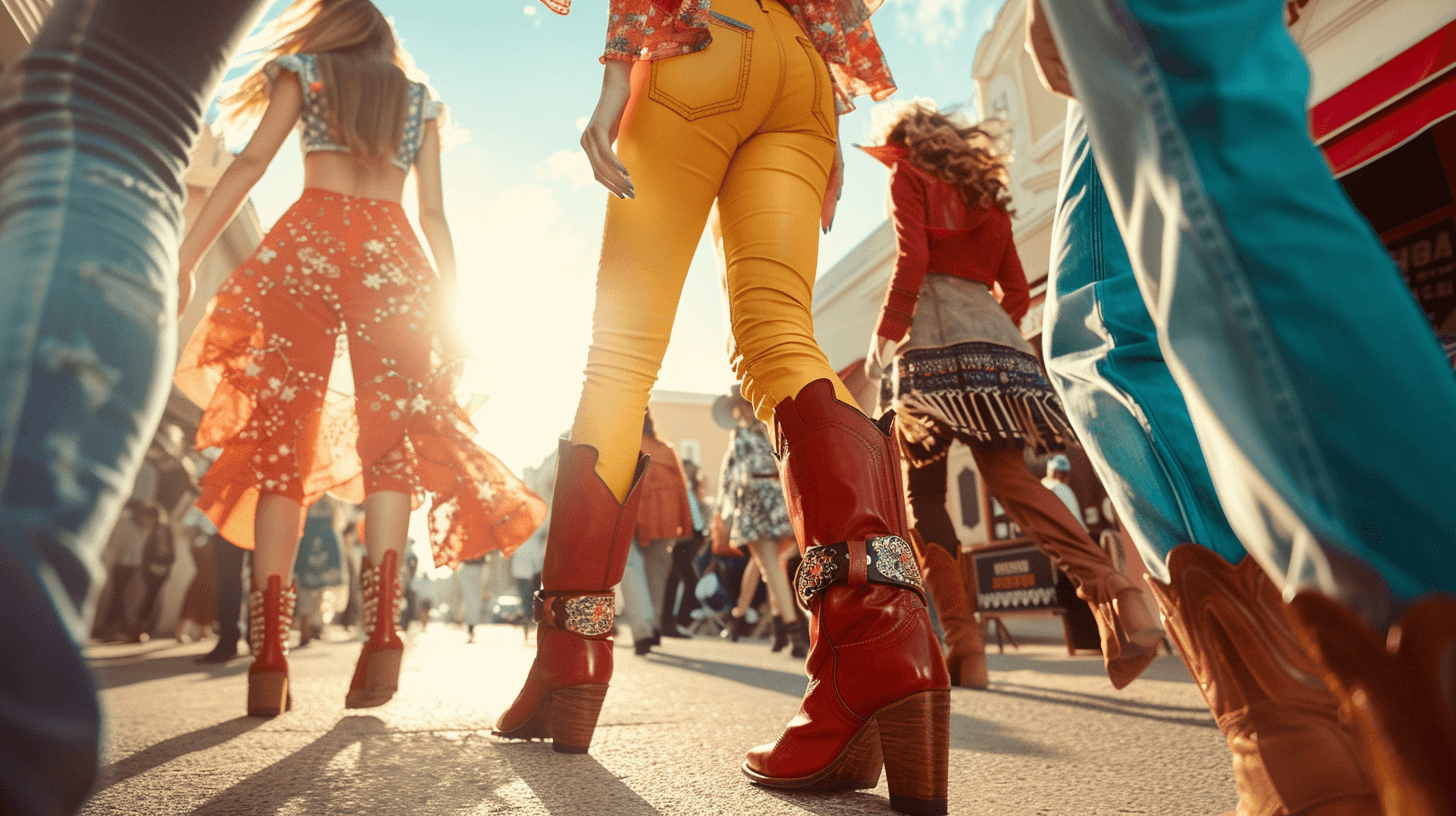 Elegantes botas y zapatos de piel expuestos en la Feria Pitti Immagine en Florencia